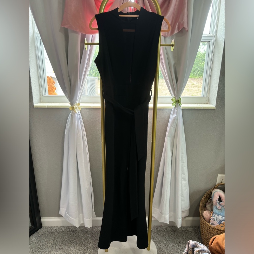 Sexy black mesh v front jumpsuit